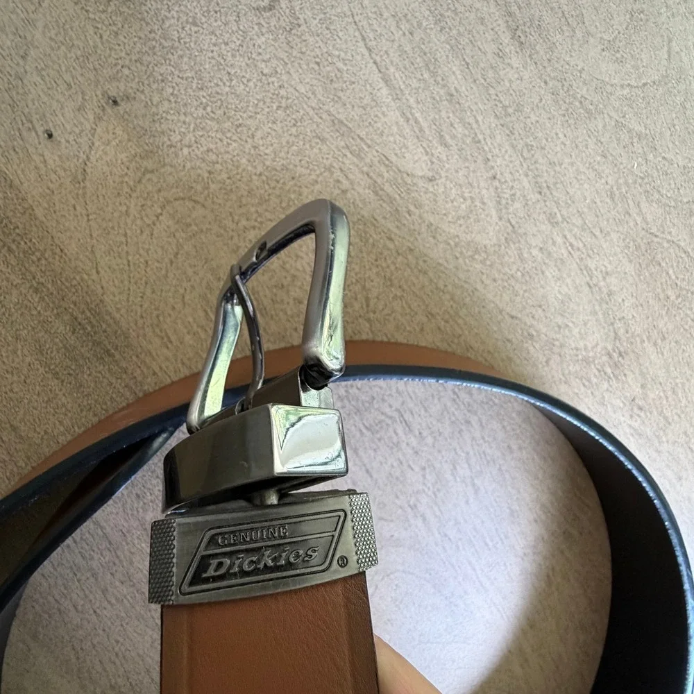 Dickies Mens‎ Reversible Leather Belt Brown Black Swivel Buckle 46-48